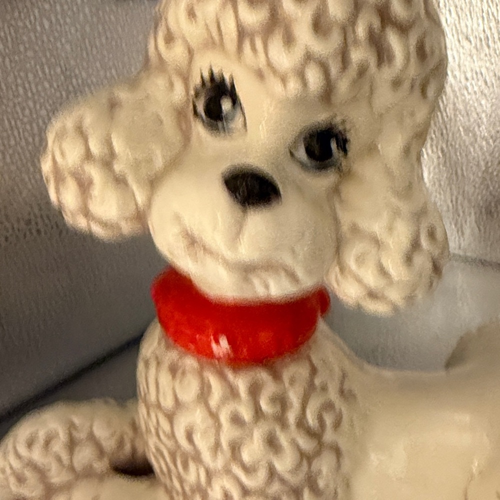 Vintage White Hand Painted Ceramic Poodle - Picture 8 of 10